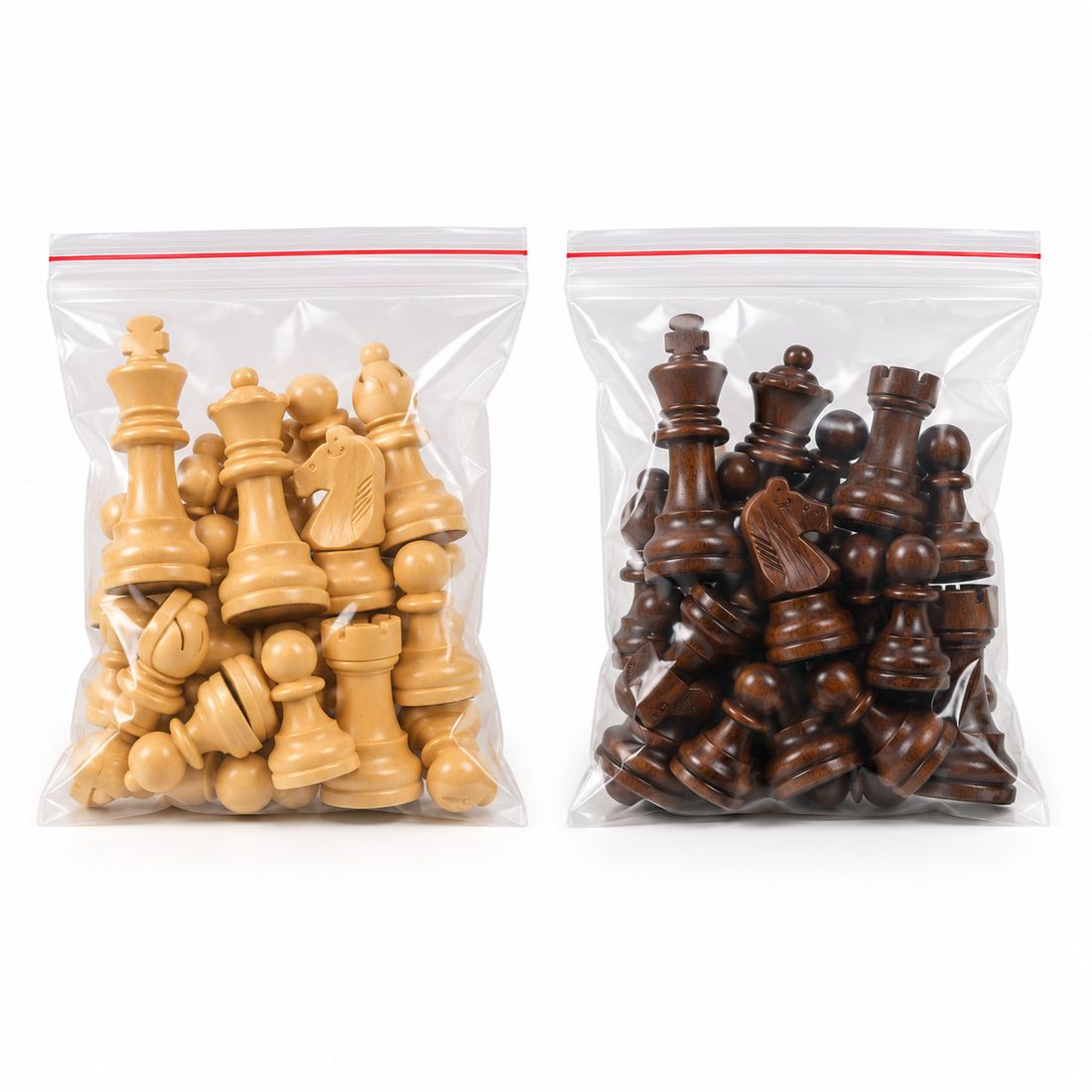 Chess pieces in storage