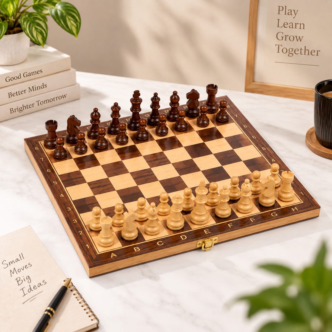 Nakashi wooden folding chess set