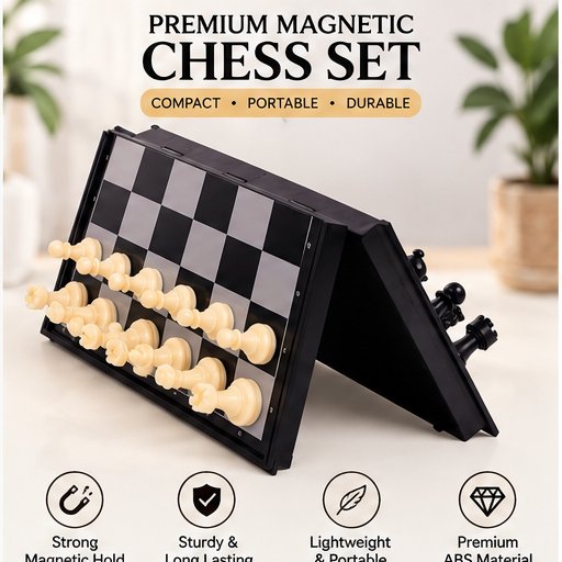 Nakashi 10 inch magnetic folding plastic chess set